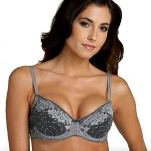 Wacoal Absolute Elegance Contour Underwire Bra, Gray & Silver, 38D